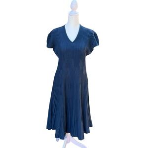 Peruvian Connection Blue Ribbed Pima Cotton Midi Dress Size Large‎
